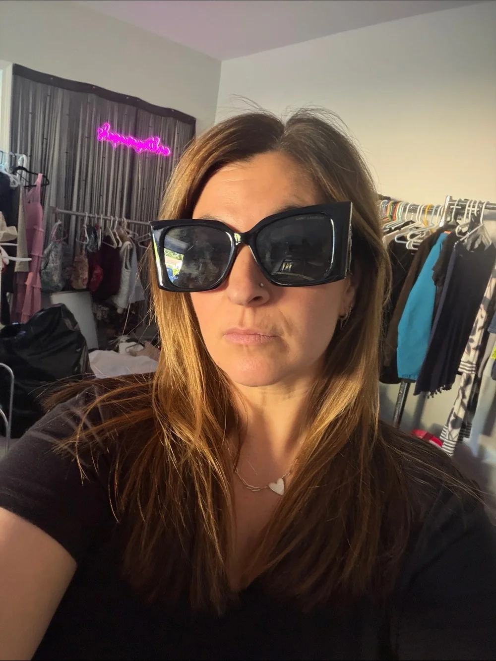 Yves Saint Laurent Women's Black Angular Cat-Eye Sunglasses